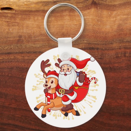 **"Playful Santa Claus Design – Fun and Festive Ch Sleutelhanger (Voorkant)