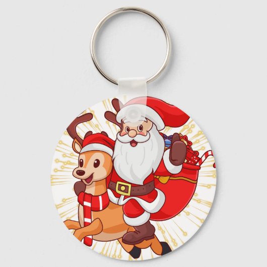 **"Playful Santa Claus Design – Fun and Festive Ch Sleutelhanger (Achterkant)