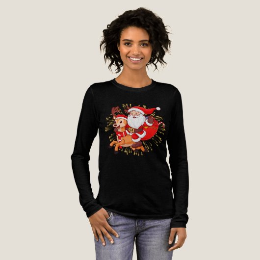 **"Playful Santa Claus Design – Fun and Festive Ch Tri-Blend Shirt (Voorkant)