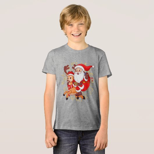 **"Playful Santa Claus Design – Fun and Festive Ch Tri-Blend Shirt (Voorkant volledig)