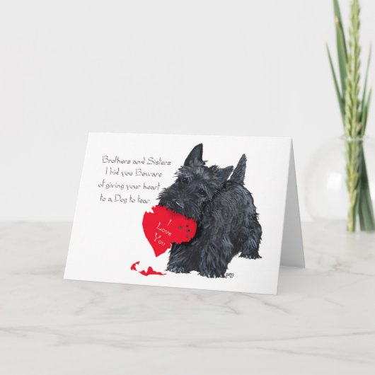 Playful Scottish Terrier Valentijn Kaart (Voorkant)