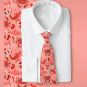 Playful Seafood Pattern with crabs and shrimps Stropdas