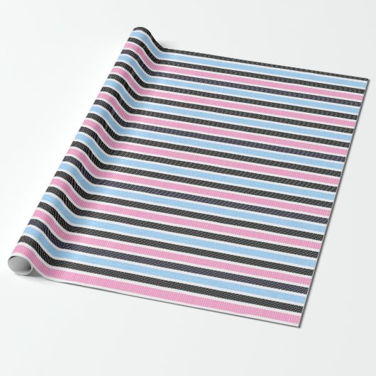 Playful Striped Polka Dot Pattern Cadeaupapier (Uitgerold)