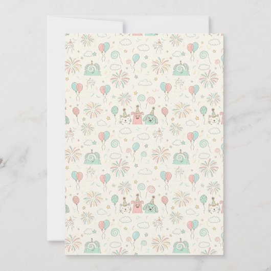 Playful Sweet and Three Kids Birthday Invitation (Achterkant)