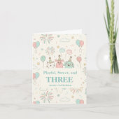 Playful Sweet, Three Kid Photo Birthday Invitation (Devant)