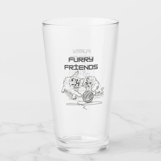 Playful Thread Tango — Two Kittens at Play T-Shirt Glas (Voorkant)