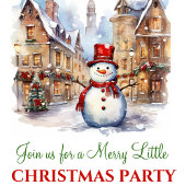 Playful watercolor Christmas scene invitation