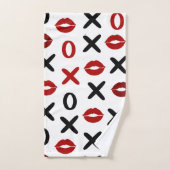 Playful XO & Red Lips Modern Love Pattern (Serviette à main)
