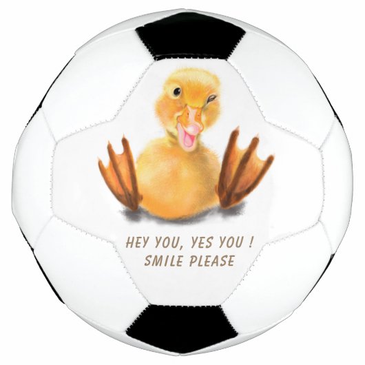 Playful Yellow Duckling Wink Soccer Ball Smile Voetbal (Voorkant)