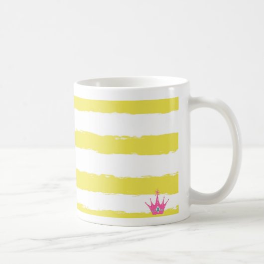 Playful yellow striped mug with a pink crown  (Droite)