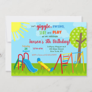 Playground Park Birthday Invitations Kaart