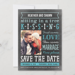 Playground Song Save the Date Card - Turquoise