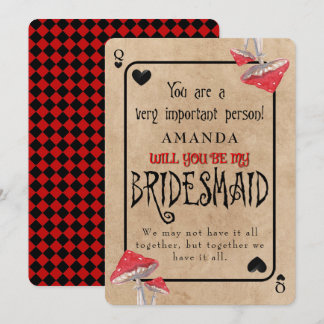 Playing Card Crazy Mushrooms Bridesmaid Kaart
