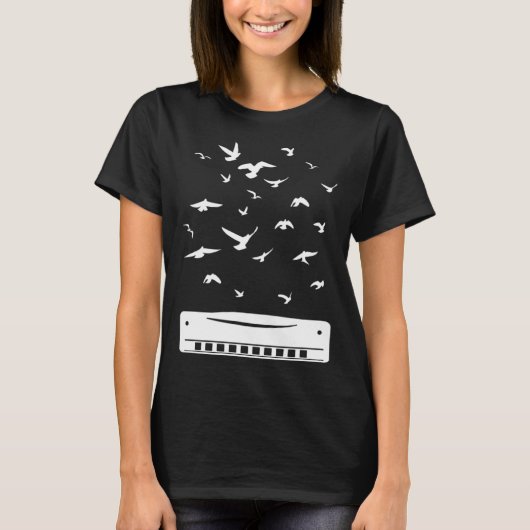 Playing Harmonica Player Harmonica Instrument T-shirt (Voorkant)