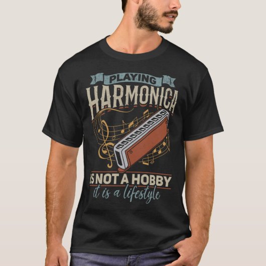 Playing Harmonica Player Harmonica T-shirt (Voorkant)