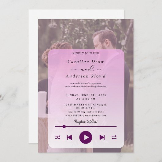 Playlist wedding Invitation (Devant / Derrière)