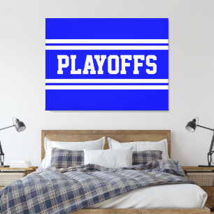 PLAYOFFS Atletisch Helderblauw Wit Sportief Strepe Canvas Afdruk