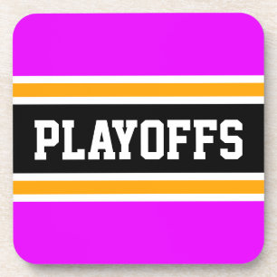 PLAYOFFS Leuk Vet Knalroze Oranje Zwart Strepen Bier Onderzetter