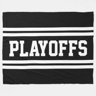 PLAYOFFS Leuke sportieve zwarte witte race strepen Fleece Deken
