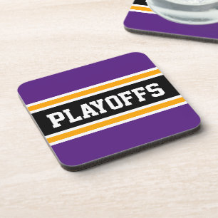 PLAYOFFS Sporty Vet Koele Paarse Gele Zwarte Strep Bier Onderzetter