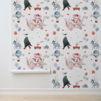 Playroom or Storybook Animal Theme Behang