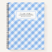 Plays Gingham Blue Pattern Name Notebook Notitieboek (Voorkant)
