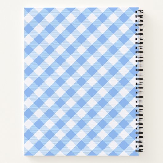 Plays Gingham Blue Pattern Name Notebook Notitieboek (Achterkant)