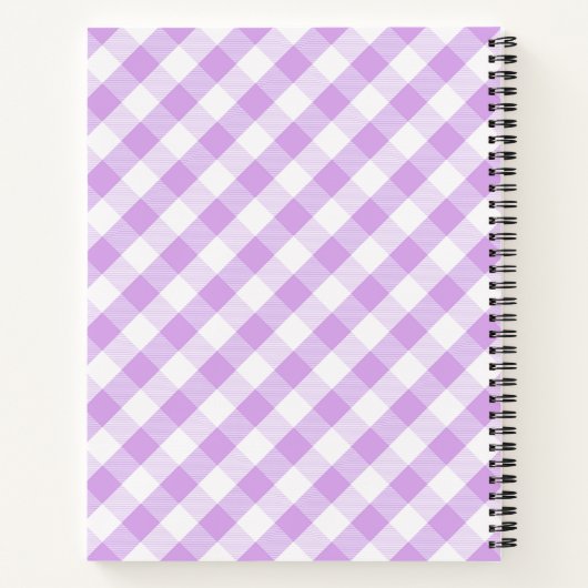 Plays Gingham Paars Pattern Name Notebook Notitieboek (Achterkant)