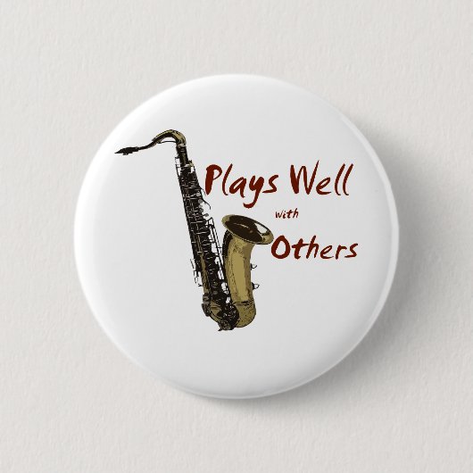 Plays Well Saxophone Ronde Button 5,7 Cm (Voorkant)
