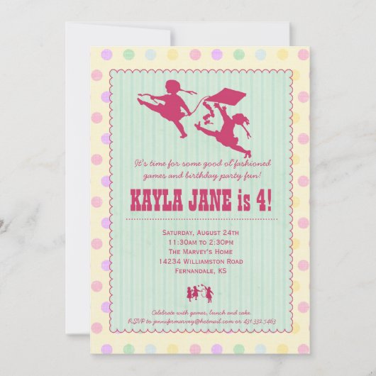 Playtime Fun  Party Invitation - Girl Kaart (Voorkant)