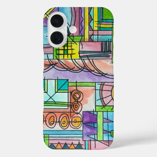 Playtime-Hand Painted Modern Geometric Art Case-Mate iPhone Case (Achterkant)