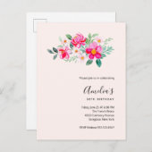 Playty Pretty Rose Fleurs Anniversaire Invitation (Devant / Derrière)