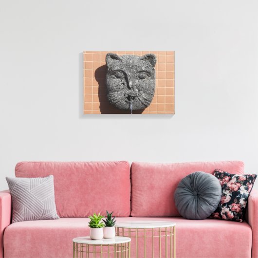 Plaza Cat Fountain Canvas Afdruk (Insitu (Woonkamer))
