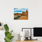Plaza de Espana, Sevilla. Spanje Poster (Thuiskantoor)