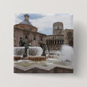 Plaza de la virgin en Basilica de virgen Vierkante Button 5,1 Cm