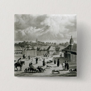 Plaza de San-Carlos de Chiloe, 1835 ] Vierkante Button 5,1 Cm