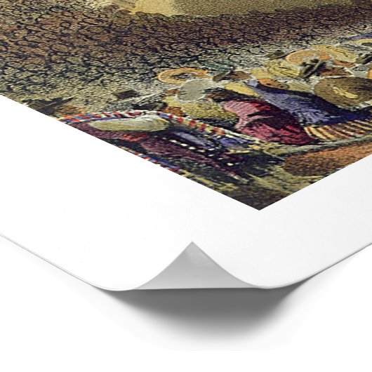 Plaza de Toros van Madrid, 1865 (kleur litho) Poster (Hoek)