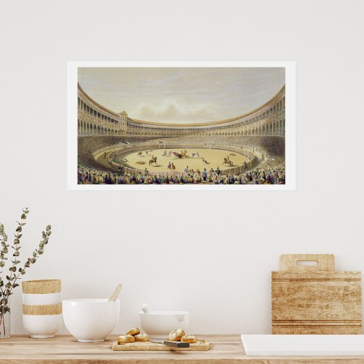 Plaza de Toros van Madrid, 1865 (kleur litho) Poster (Keuken)