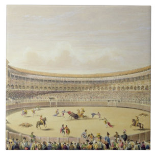 Plaza de Toros van Madrid, 1865 (kleur litho) Tegeltje