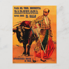 Plaza del toros, bullfighter, Barcelona, vintage Briefkaart