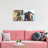 Plaza-gebouw en gieterijgegevens canvas afdruk (Insitu (Woonkamer))