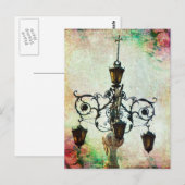 Plaza Light Floral Grunge Briefkaart (Voorkant / Achterkant)