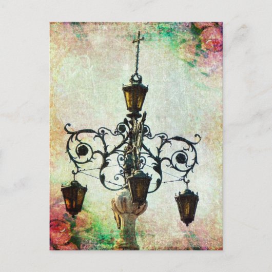 Plaza Light Floral Grunge Briefkaart (Voorkant)