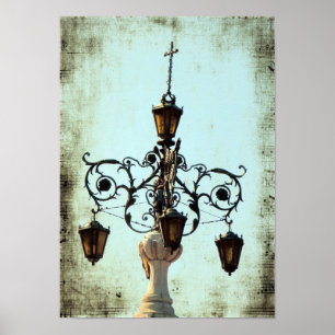Plaza Light Muzieknoten Grunge Poster