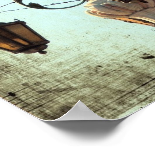 Plaza Light Muzieknoten Grunge Poster (Hoek)