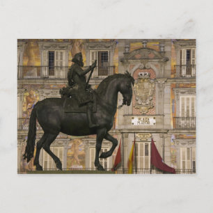 Plaza Mayor met standbeeld van Filipe III, Madrid, Briefkaart