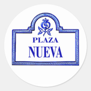 Plaza Nueva, Granada Street Sign Ronde Sticker