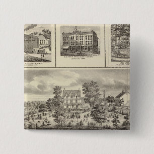 Pleasant Hill Boerderij bldgs in Decorah Vierkante Button 5,1 Cm