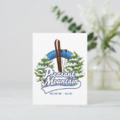 Pleasant Mountain Ski Bridgton logo. Briefkaart (Staand voorkant)
