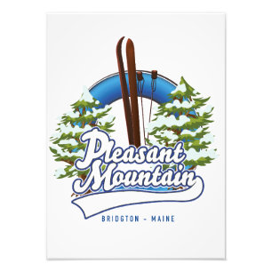 Pleasant Mountain Ski Bridgton logo. Foto Afdruk